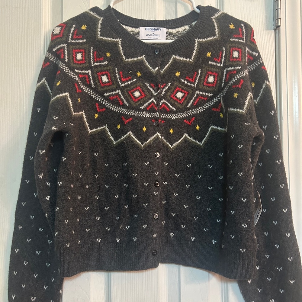 Old Navy Women's Black Patterned cardigan Sweater new with tags medium